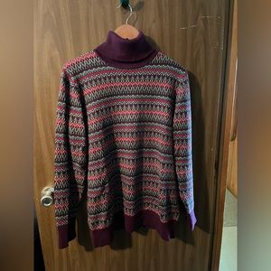 LL Bean Fair Isle cotton cashmere turtleneck